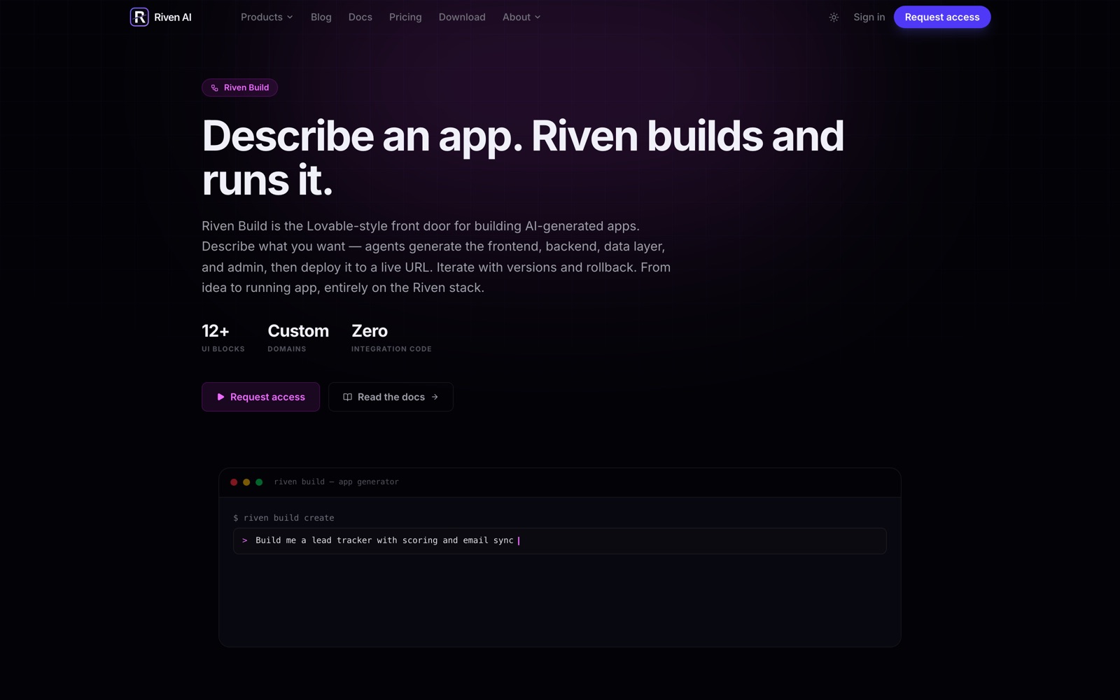 Riven AI: Riven Build, from a description to a deployed app